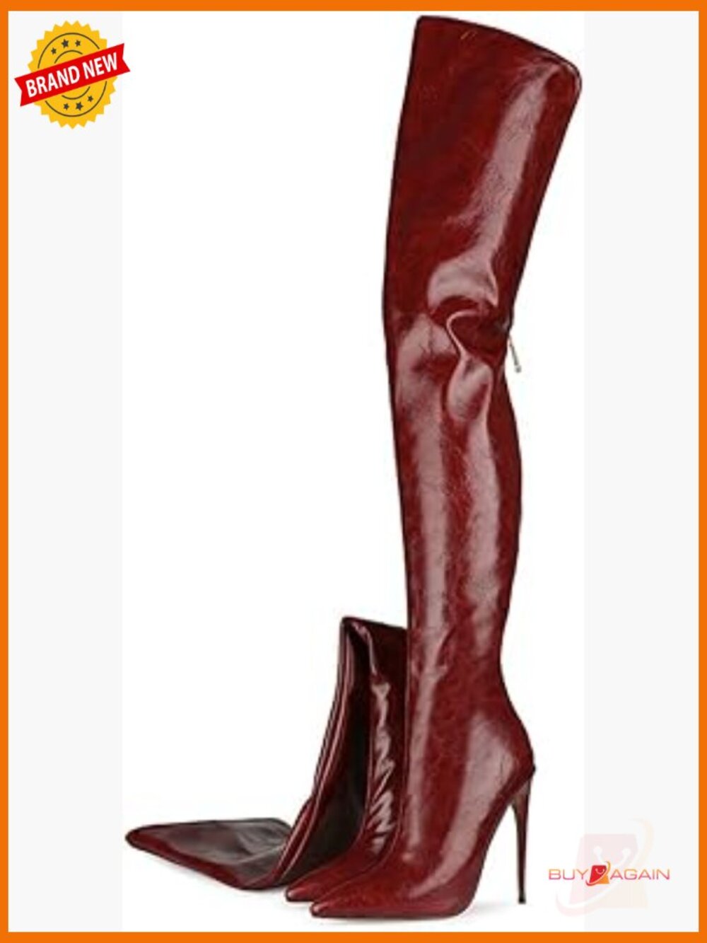 Thigh High Boots Over The Knee Stiletto Heel Pointed Toe Back Zip Leopard Print - Picture 1 of 6